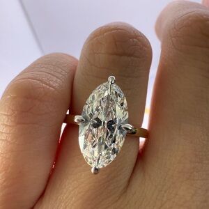 3.11 carat E VVS2 antique cut moval lab diamond solitaire  Engagement ring